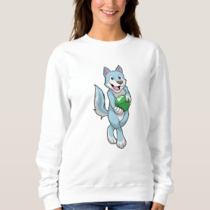Wolf im Bowling mit Bowlingball Sweatshirt