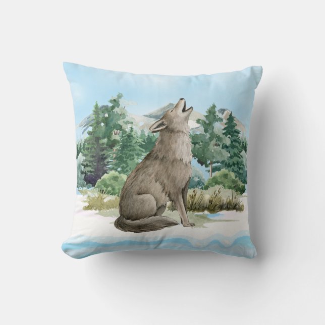Wolf im Gebirgsszene Keuchkissen Kissen (Vorderseite)