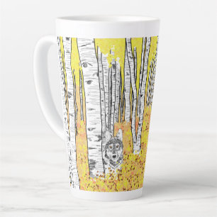 Wolf im Herbstwald Milchtasse