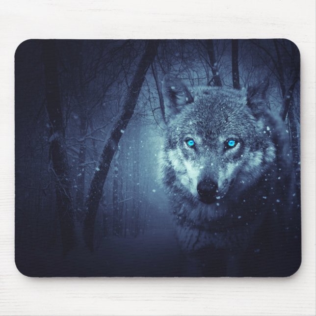 Wolf im Holz Mousepad (Vorne)