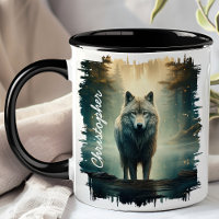 Wolf im Misty Forest