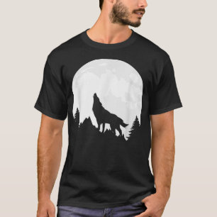 Wolf im Mondlicht Nachtberg Cooler Wolf T-Shirt