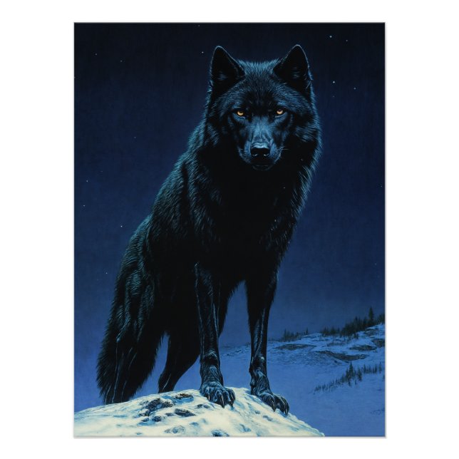Wolf im Mondlicht Poster (Vorderseite)