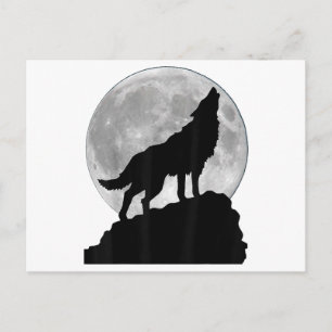 Wolf im Mondlicht T-Shirt - Cool voller Hund Welpe Feiertagspostkarte