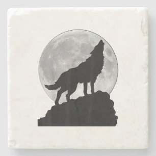 Wolf im Mondlicht T-Shirt - Cooler Vollhund wie Steinuntersetzer