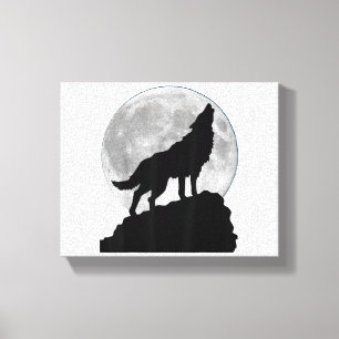 Wolf im Mondlicht T-Shirt - Cooles volles Hund Wel Leinwanddruck
