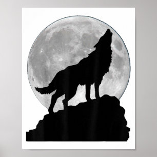 Wolf im Mondlicht T-Shirt - Cooles volles Hund Wel Poster