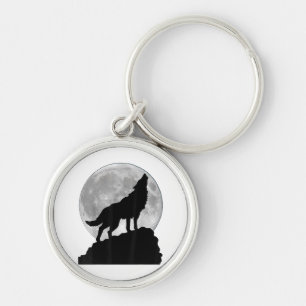 Wolf im Mondlicht T-Shirt - Cooles volles Hund Wel Schlüsselanhänger