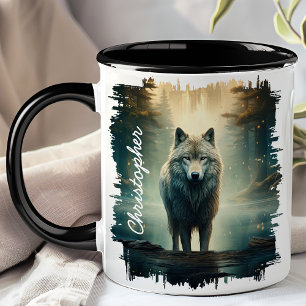 Wolf im nebligen Wald Tasse