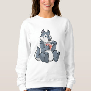 Wolf im Poker mit Poker-Karten Sweatshirt