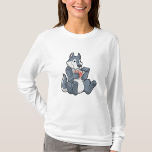 Wolf im Poker mit Poker-Karten T-Shirt
