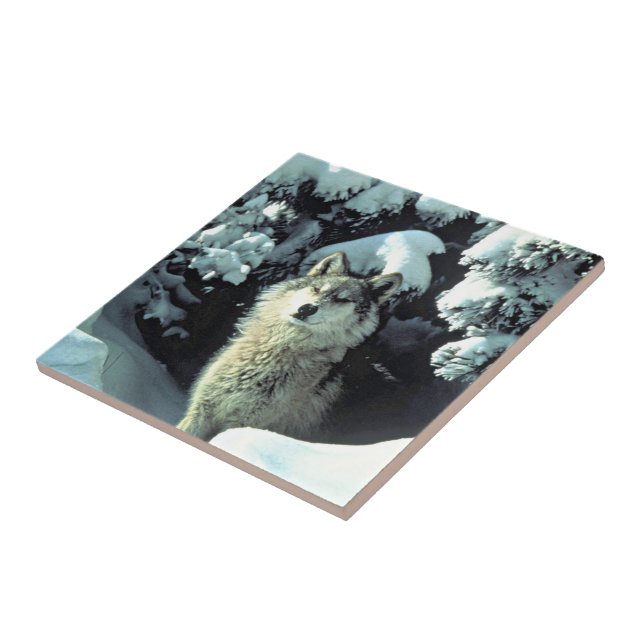 Wolf im Schnee Fliese (Seite)