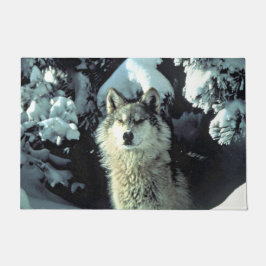 Wolf im Schnee Fußmatte
