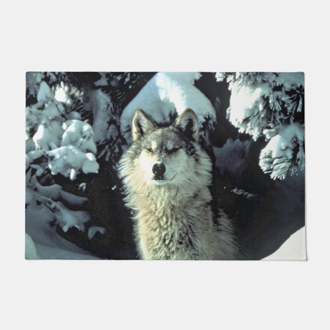 Wolf im Schnee Fußmatte (Vorderseite)