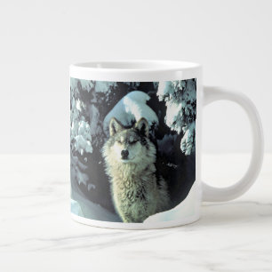 Wolf im Schnee Jumbo-Tasse