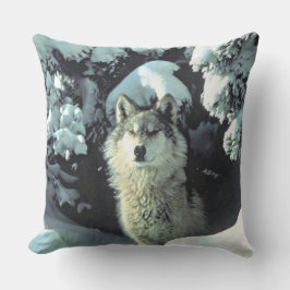 Wolf im Schnee Kissen