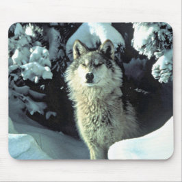Wolf im Schnee Mousepad