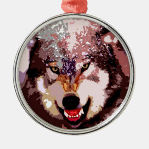 Wolf im Schnee Ornament Aus Metall