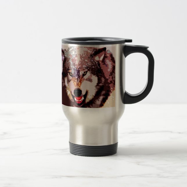 Wolf im Schnee Reisebecher (Rechts)