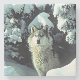 Wolf im Schnee Steinuntersetzer