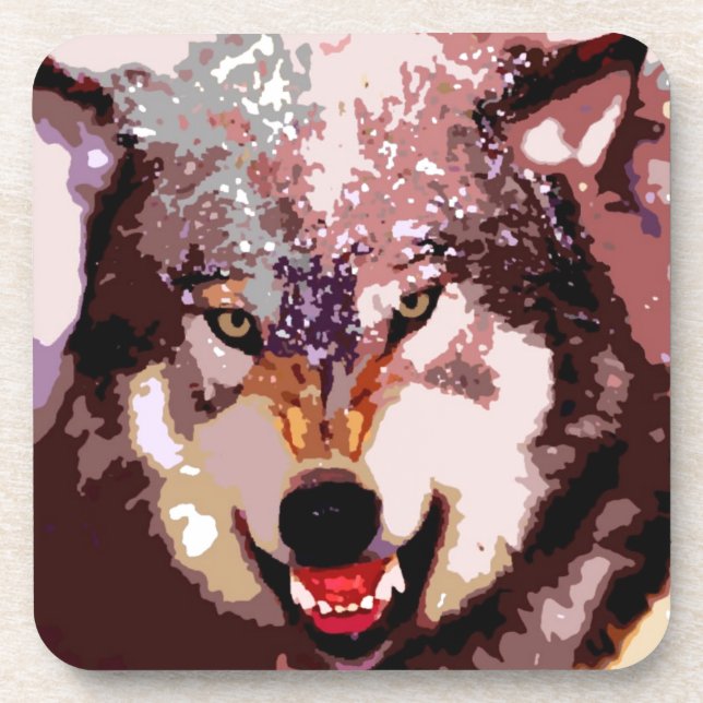 Wolf im Schnee Untersetzer (Vorderseite)