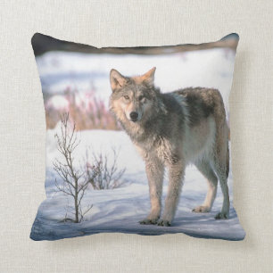 Wolf im Schnee-Wurfs-Kissen Kissen