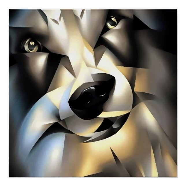 Wolf im Stil geometrischer Kunst Poster (Vorderseite)