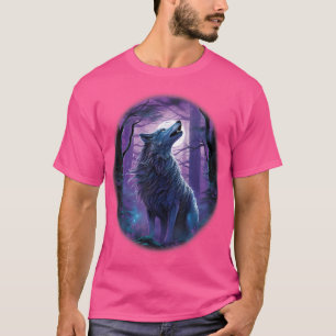 Wolf im Wald heult auf dem Mond Fantasy Art T-Shirt