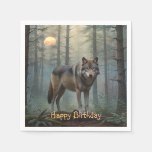 Wolf im Wald Serviette