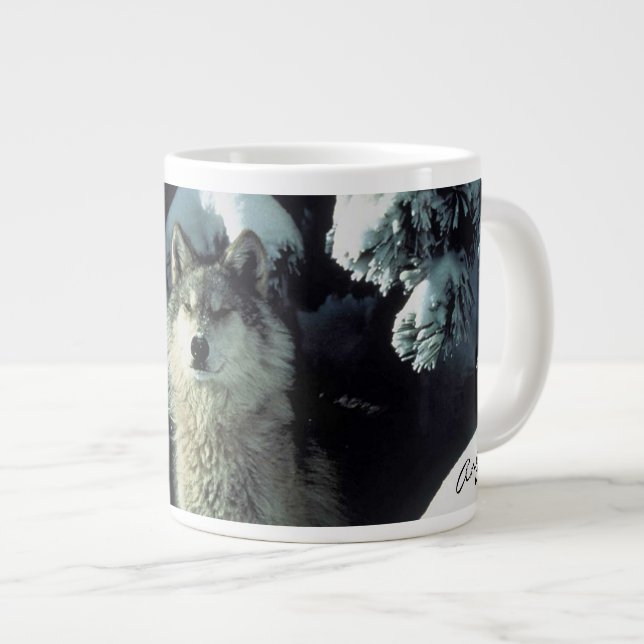 Wolf im Winter Jumbo-Tasse (Vorderseite Rechts)
