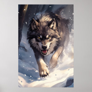 Wolf im Winter Poster