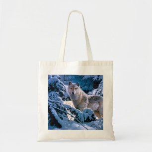 Wolf im Winter Waldmalerei Tragetasche