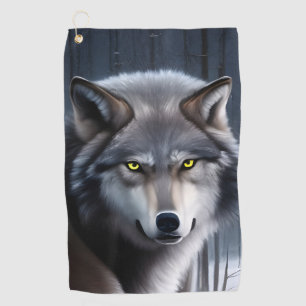 Wolf im Winterwald Golfhandtuch