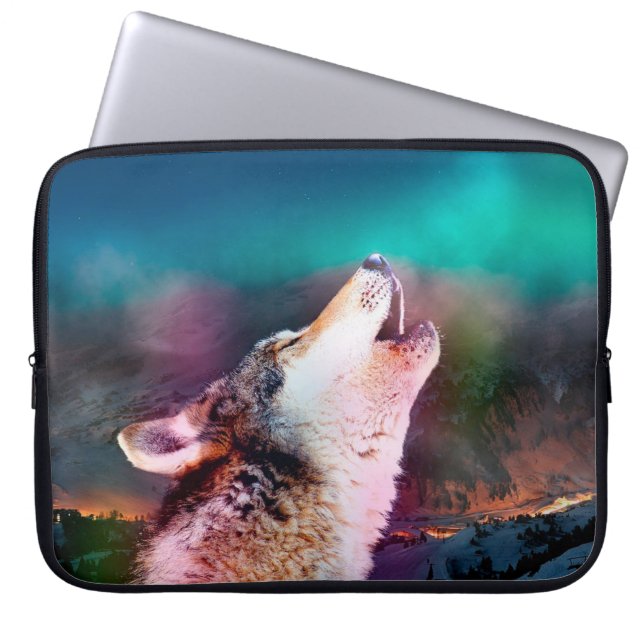 Wolf in den Bergen Laptopschutzhülle (Vorderseite)