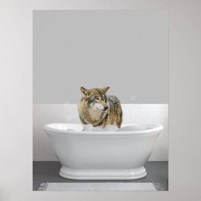 Wolf in der Badewanne Bubble bath  Poster (Vorne)