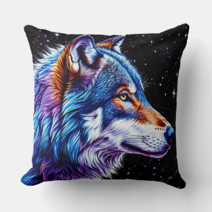 Wolf in der Nacht Kissen