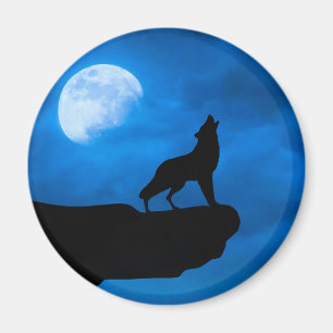 Wolf in der Nacht Magnet