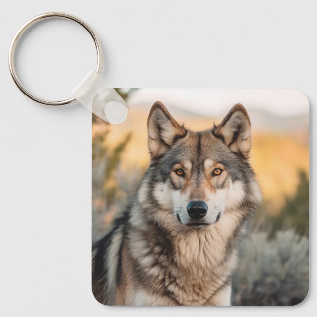 Wolf in der Natur Schlüsselanhänger (Vorderseite)