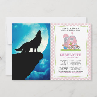 Wolf in der Silhouette heult auf Vollmond Einladung