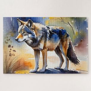 Wolf in einem Aquarellbild