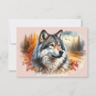 Wolf in Herbstfarben: Die Schönheit der Natur entf Dankeskarte