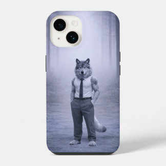 Wolf in Minimal Formal Attire – Silent Forest Port iPhone 14 Hülle