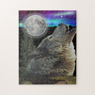 Wolf in Nachtposter
