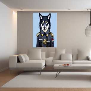 Wolf in Polizeiuniform   AI Art Poster