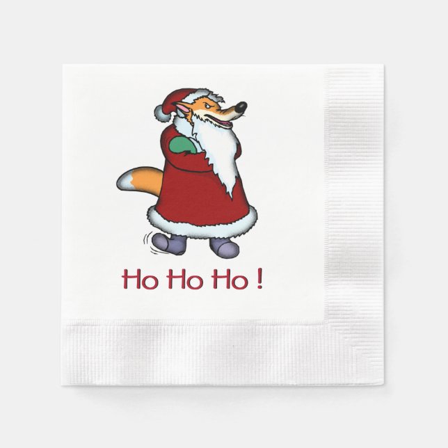 Wolf in Santa Claus Funny Serviette (Vorderseite)