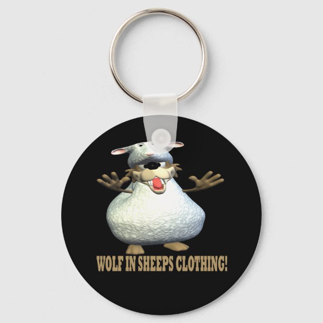 Wolf in Schafen Bekleidung Schlüsselanhänger (Vorderseite)