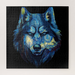 Wolf in sternenklarer Nacht abstrakte Tierwelt