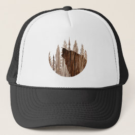 Wolf in texturiertem Holz Truckerkappe