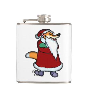 Wolf in Weihnachtsmann-Kleidung Flachmann
