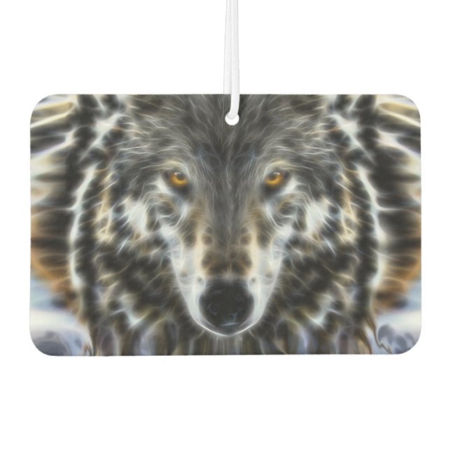 Wolf Inspirational Grafik-Portrait Autolufterfrischer (Vorderseite)